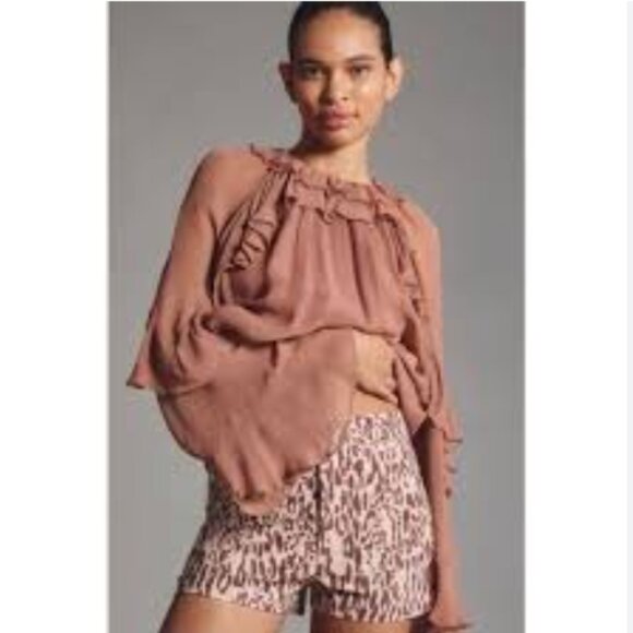 Brand New by Anthropologie Maeve Ettie High Rise Slim Printed Tailored Short - Picture 3 of 10